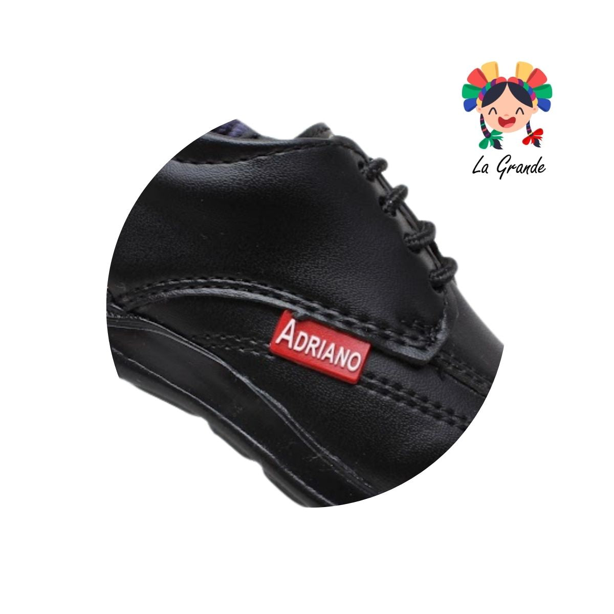 400 ADRIANO GIANETTI Negro Sint Zapato Escolar para Niño, Joven y Caballero