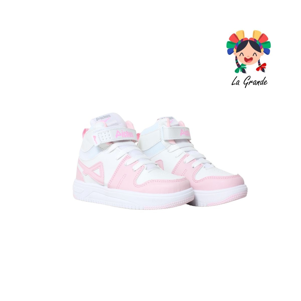 400 PICHUS Blanco Rosa Sintético Tenis Casual para Niña