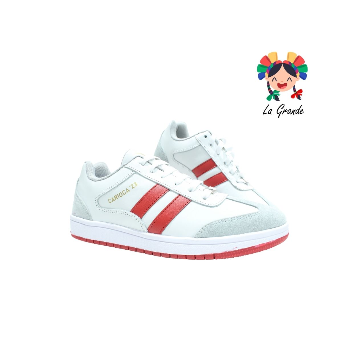 404 BOOSTER Blanco Rojo Piel Tenis Casual para Caballero