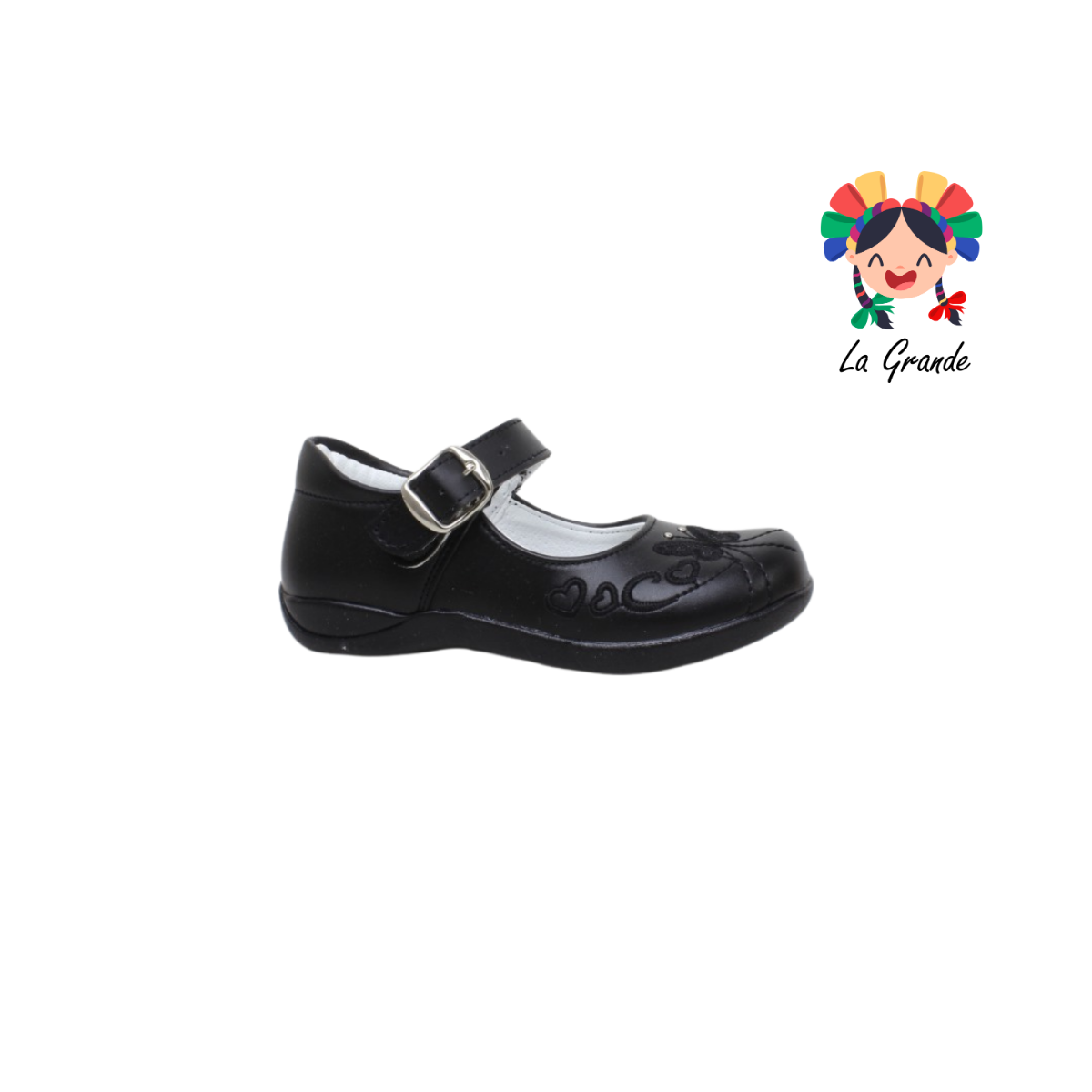 405 LADY FLORES Negro Sint Zapato Escolar para Niña y Dama