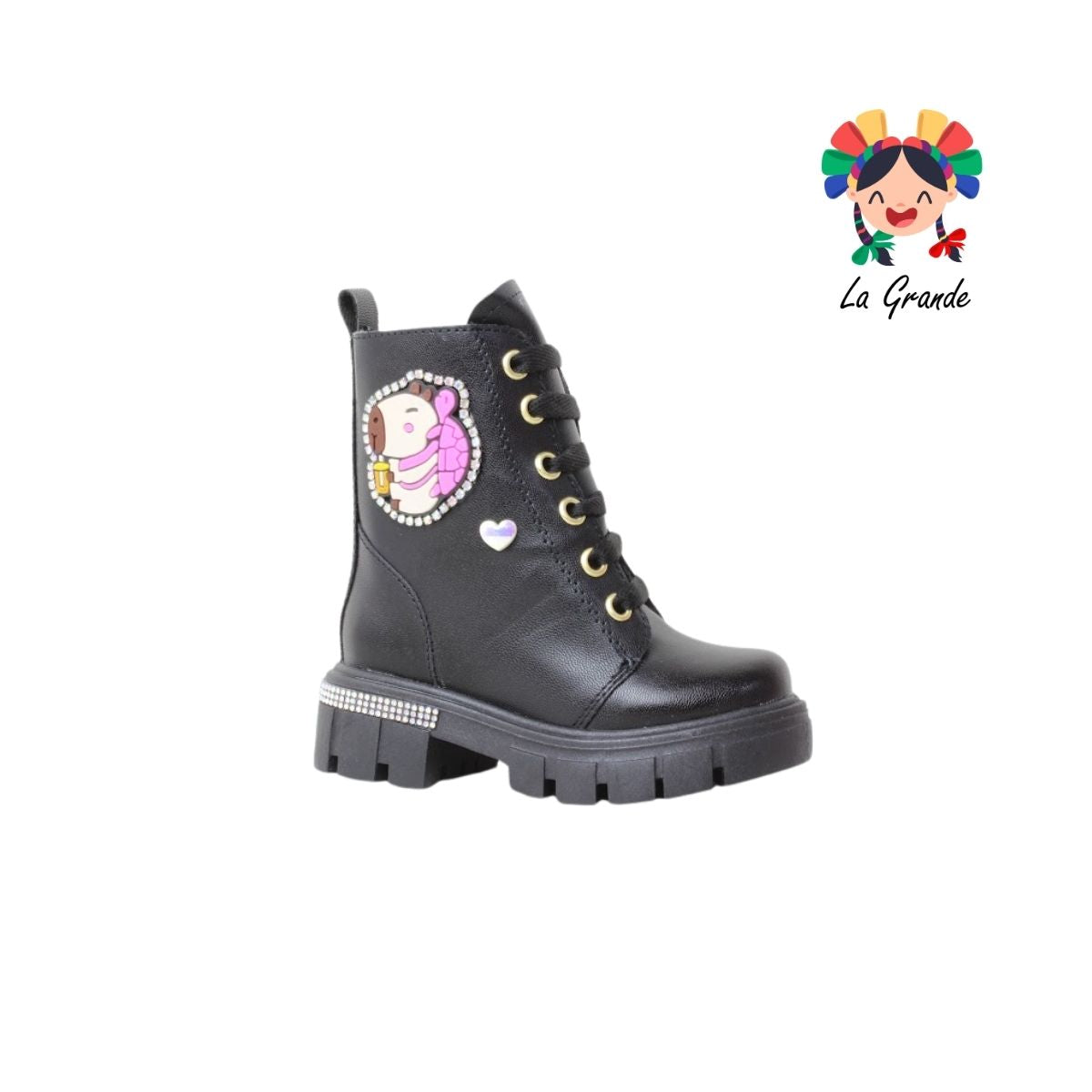 4070 GABRIELA Negro Sintético Bota Casual Niña y Dama