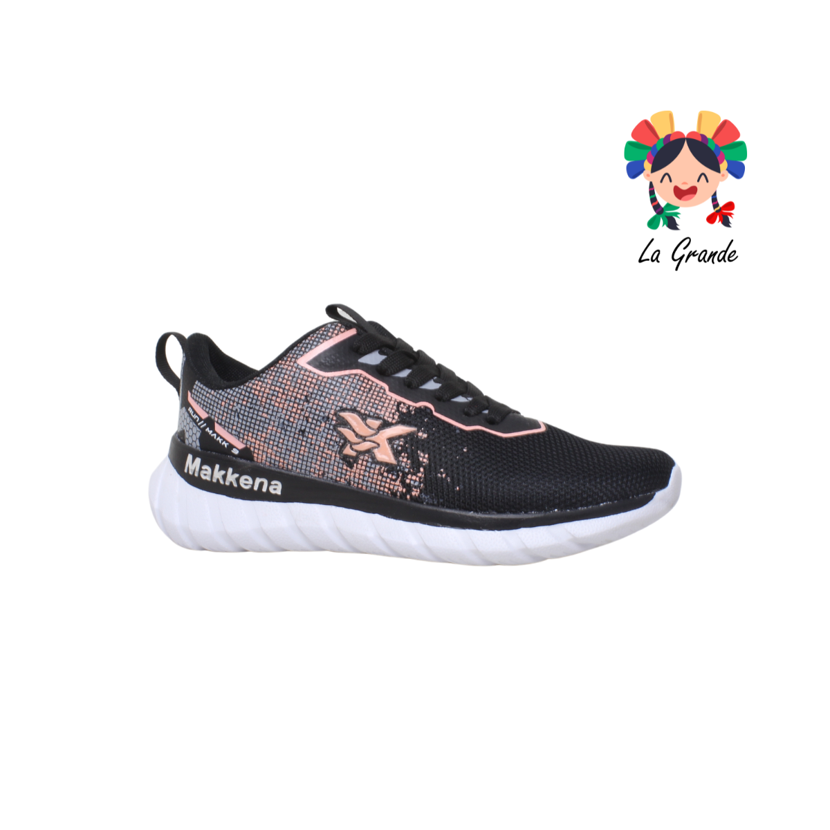 7055 MAKKENA Negro Coral Tenis Deportivo para Dama