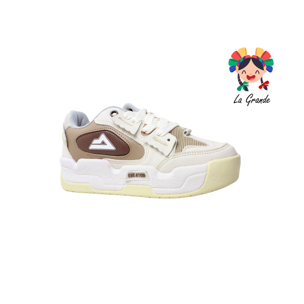 4105-2 SAETTA PREMIERE Camel Late Gris Tenis Casual para Dama y Joven