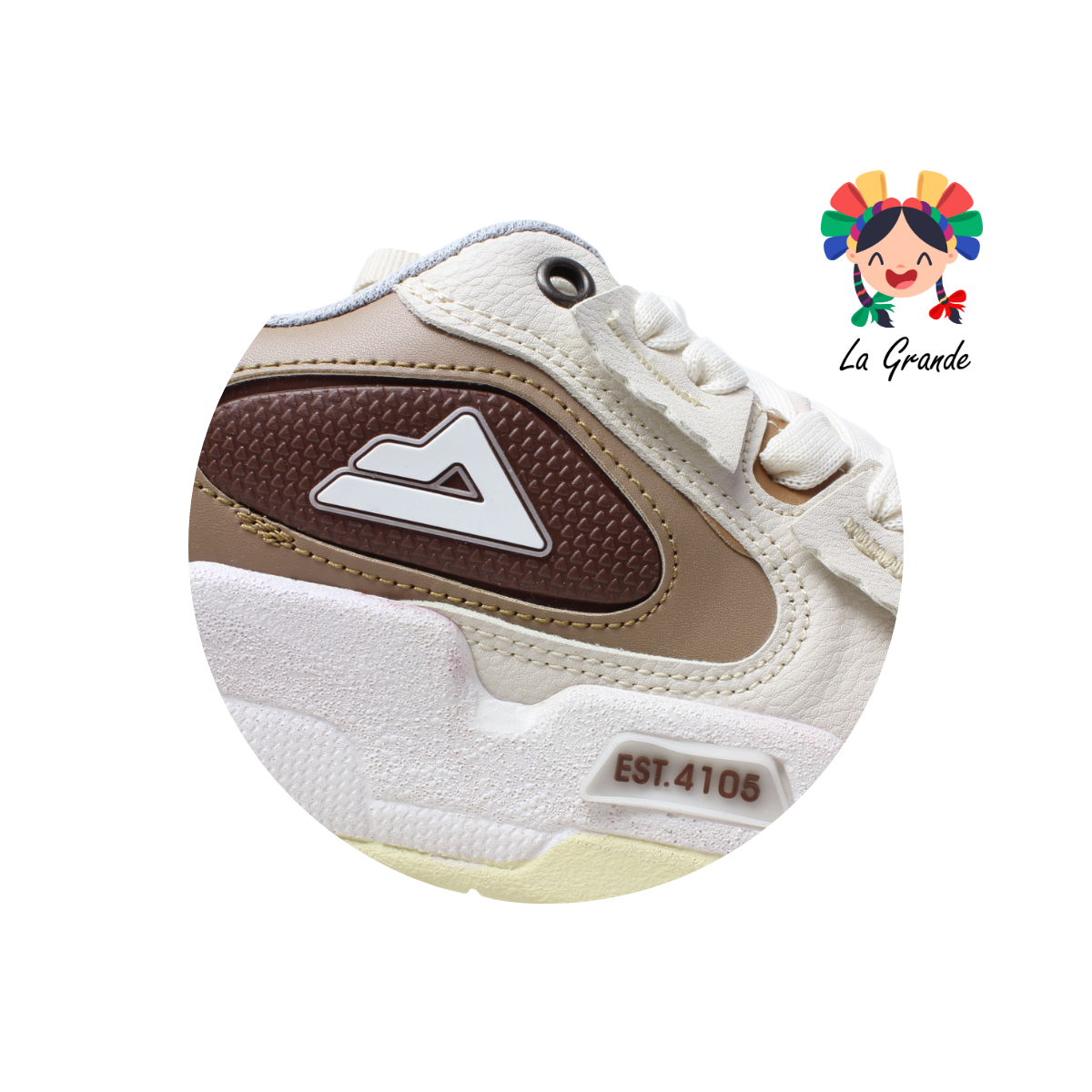 4105-2 SAETTA PREMIERE Camel Late Gris Tenis Casual para Dama y Joven