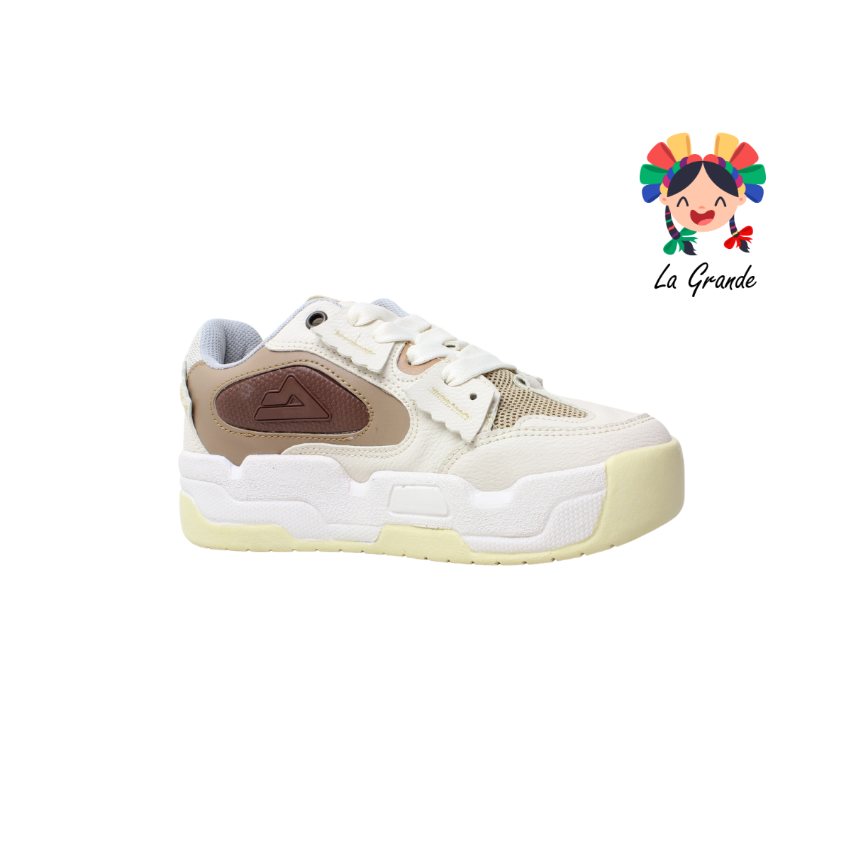 4105-2 SAETTA PREMIERE Camel Late Gris Tenis Casual para Dama y Joven