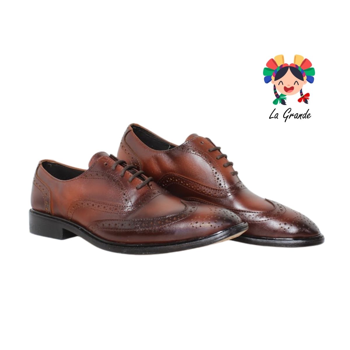 414 HPIREZZI Miel Piel Zapato de Vestir con Suela de Cuero para Caballero