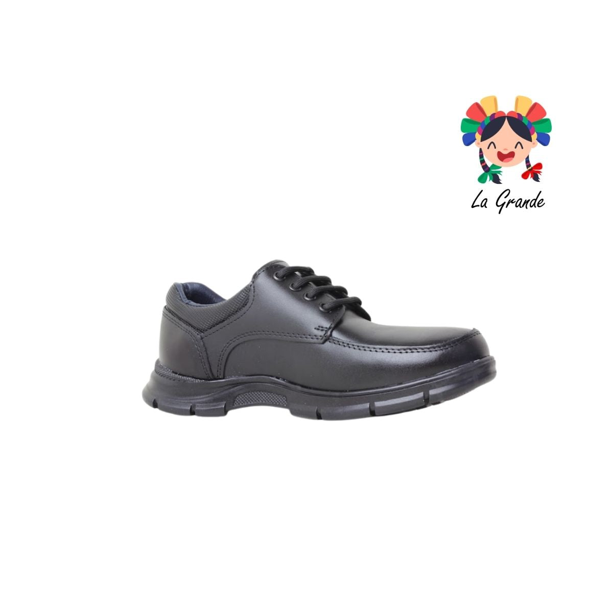 8004 BUGATY SHOES Negro Piel Zapato Escolar para Niño y Joven