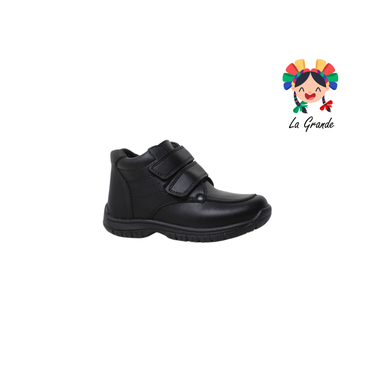 423-1 TOBI Negro Zapato Escolar con Doble Velcro para Niño