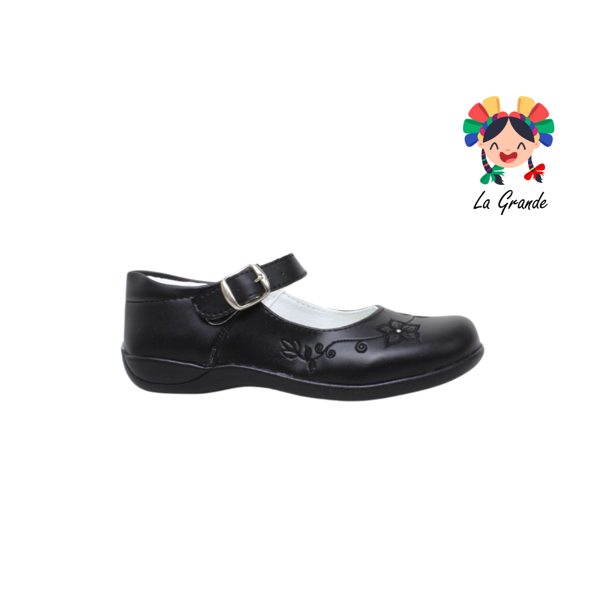 424 LADY FLORES Negro Napa Zapato Escolar para Dama