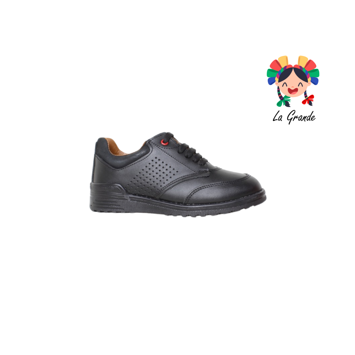4301 DOGI Negro Piel Zapato Escolar para Niño y Joven