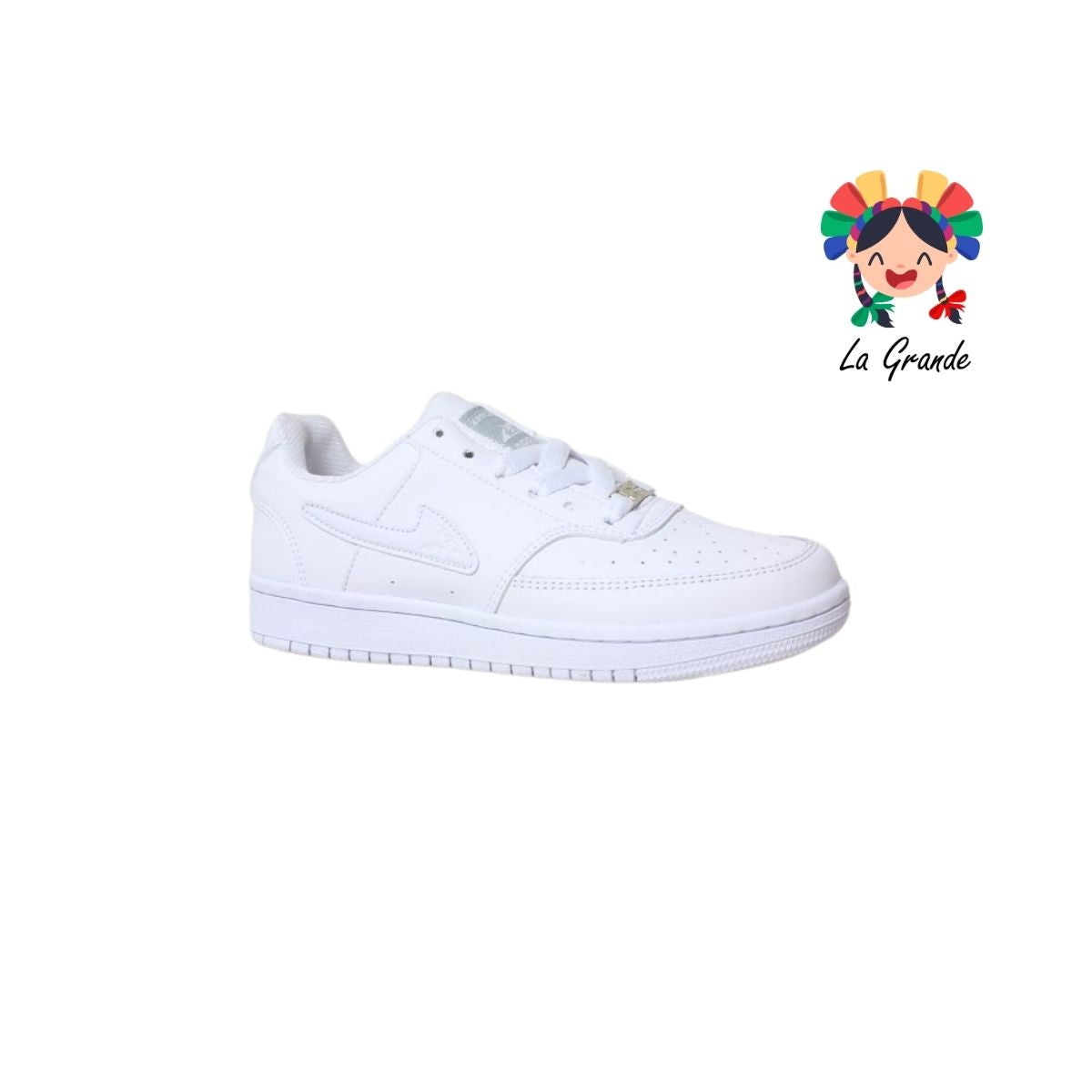 438 APT Blanco Blanco Piel Tenis Escolar para Dama y Joven