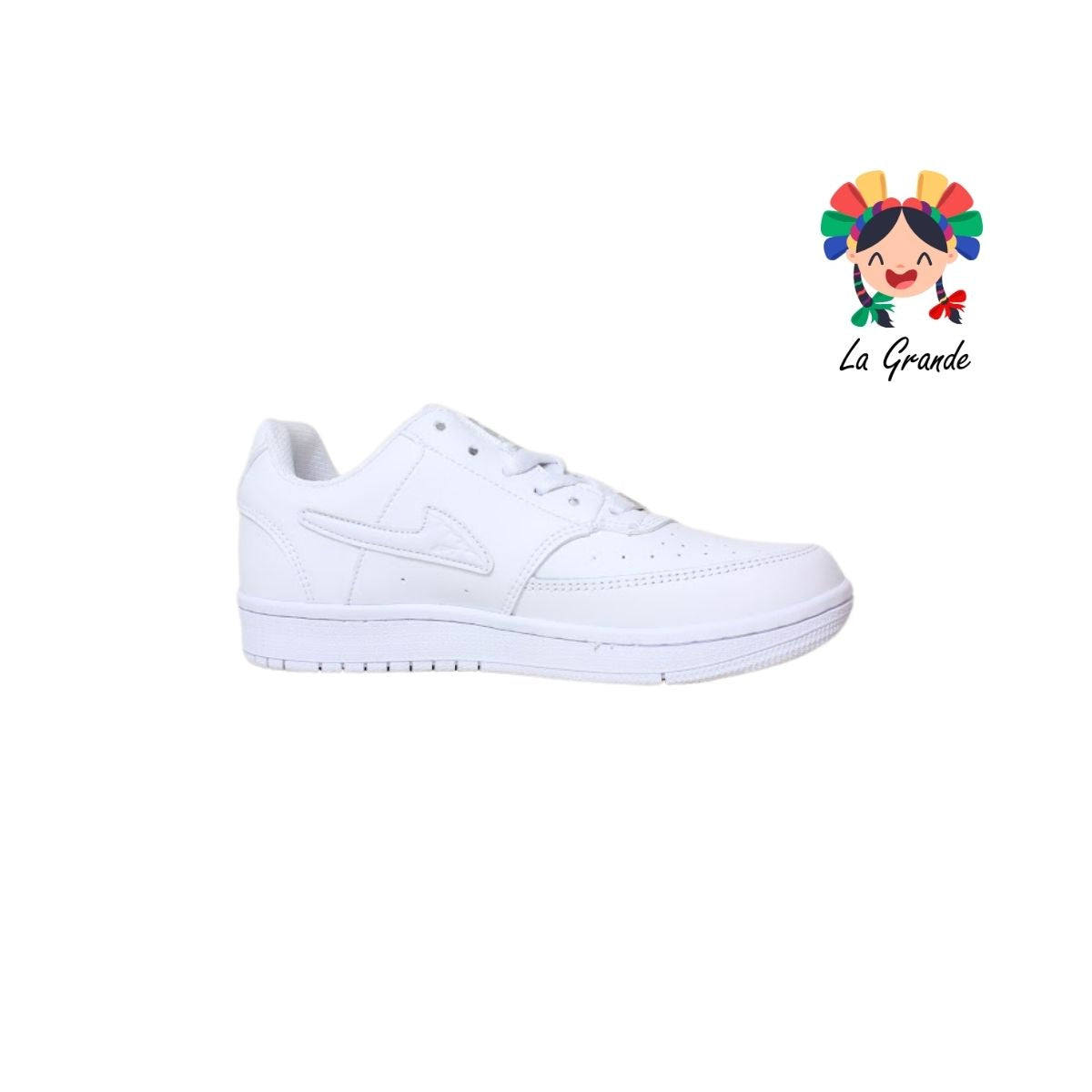 438 APT Blanco Blanco Piel Tenis Escolar para Dama y Joven
