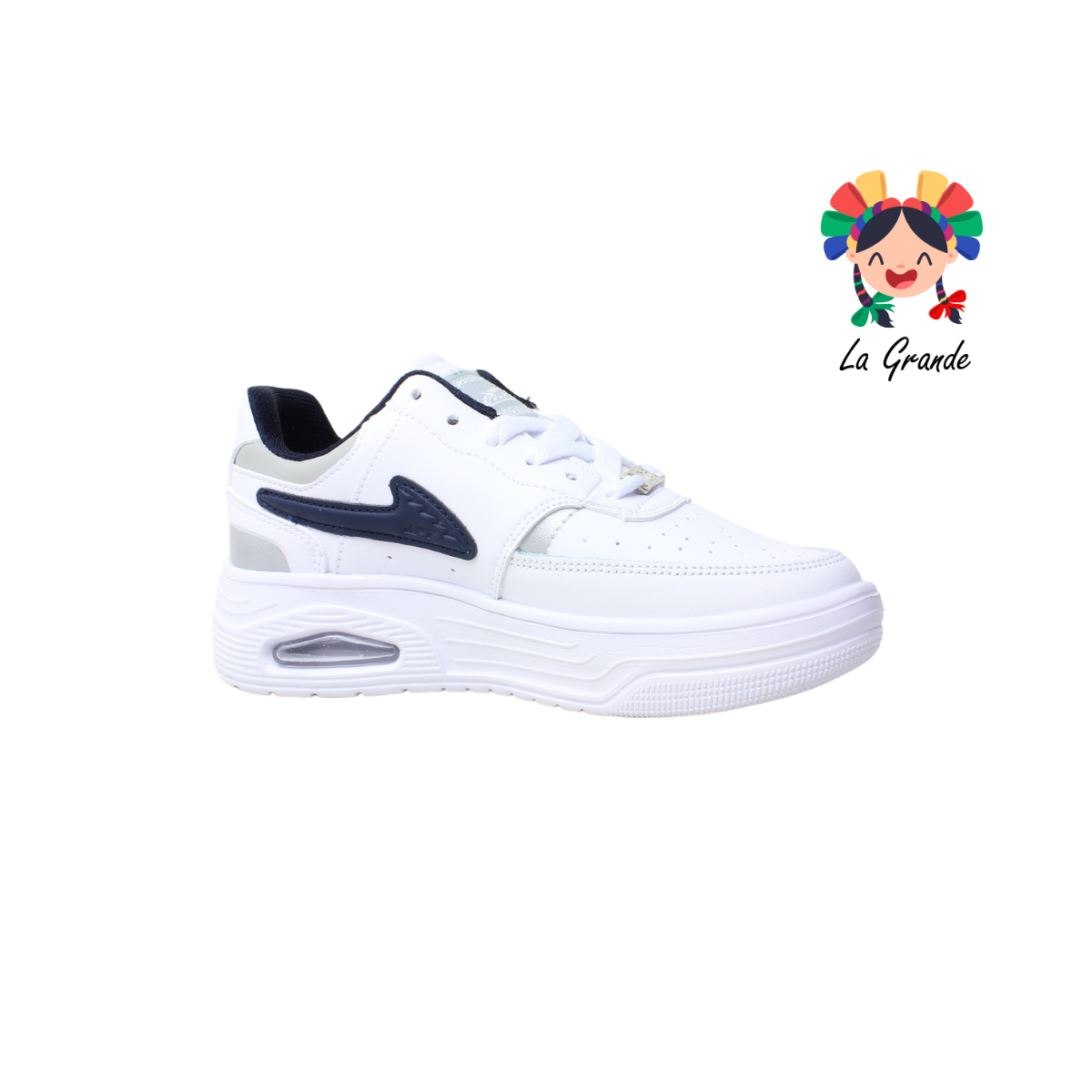 439 APT Blanco Marino Piel Tenis Casual con Válvula para Dama y Joven