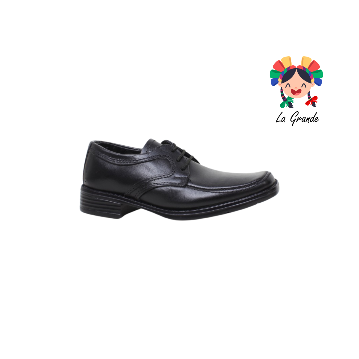 451 VIAKENTTO Negro Piel Zapato Escolar para Niño