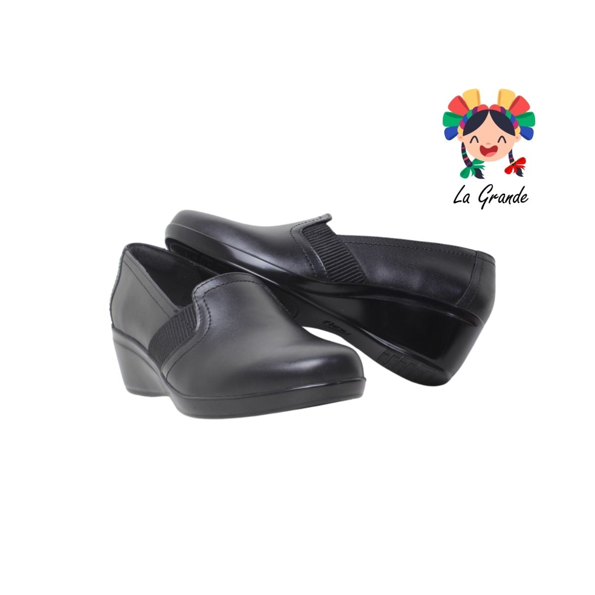 45211 FLEXI Negro Piel Zapato Casual para Dama
