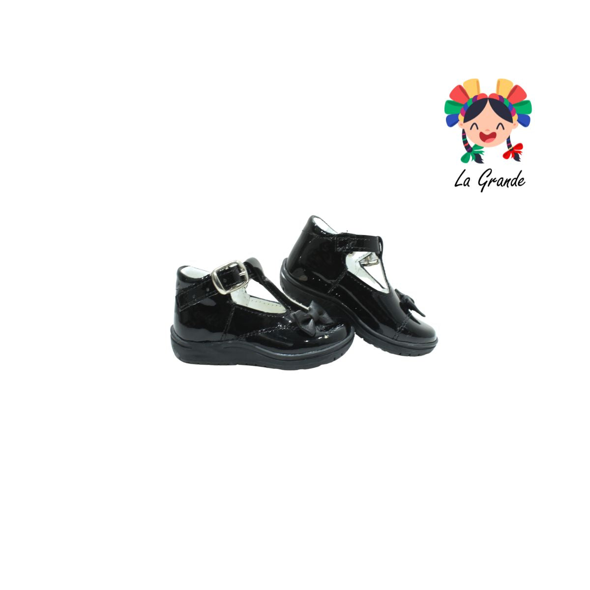 466 WIZZYZ Negro Charol Zapato Escolar para Bebé y Niña