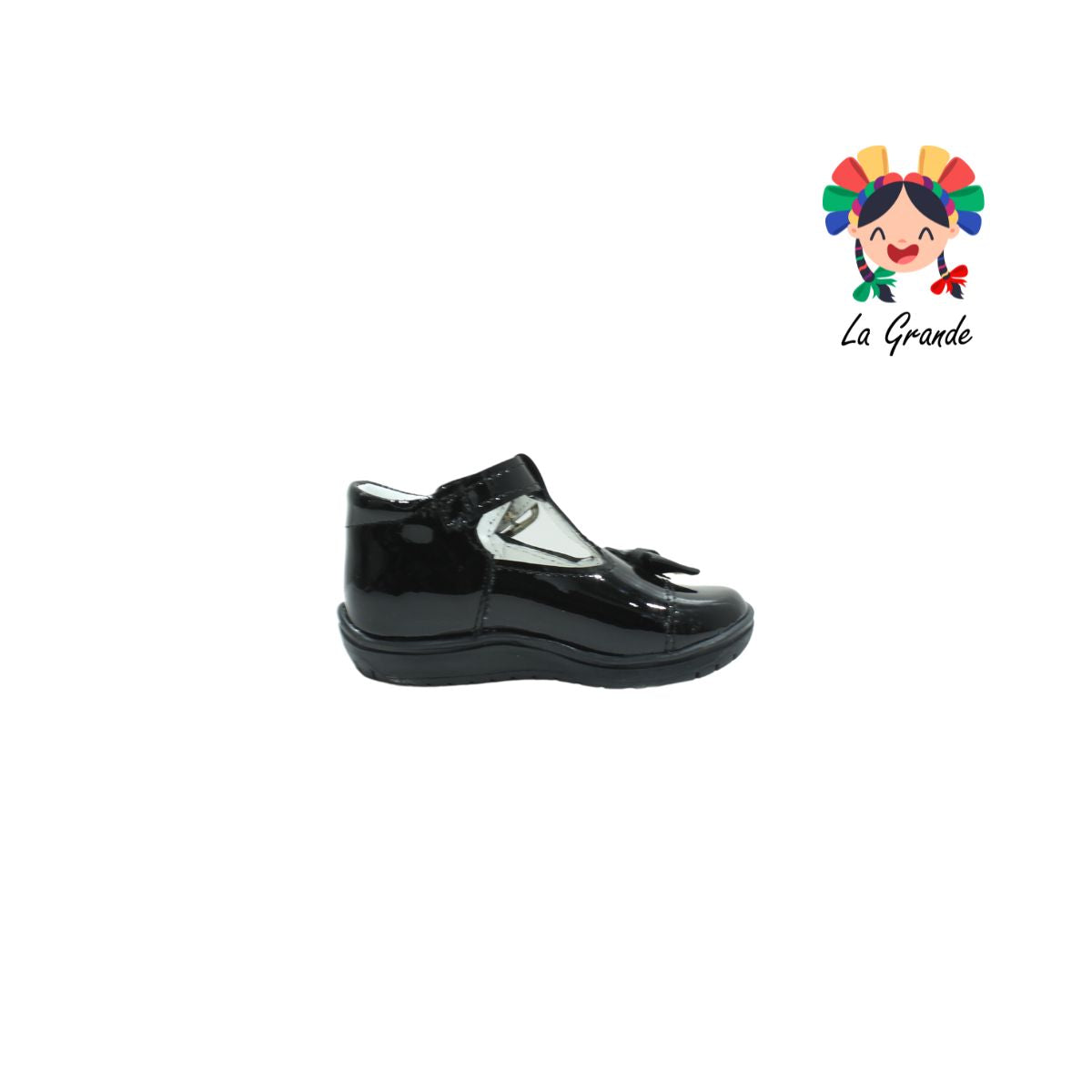 466 WIZZYZ Negro Charol Zapato Escolar para Bebé y Niña