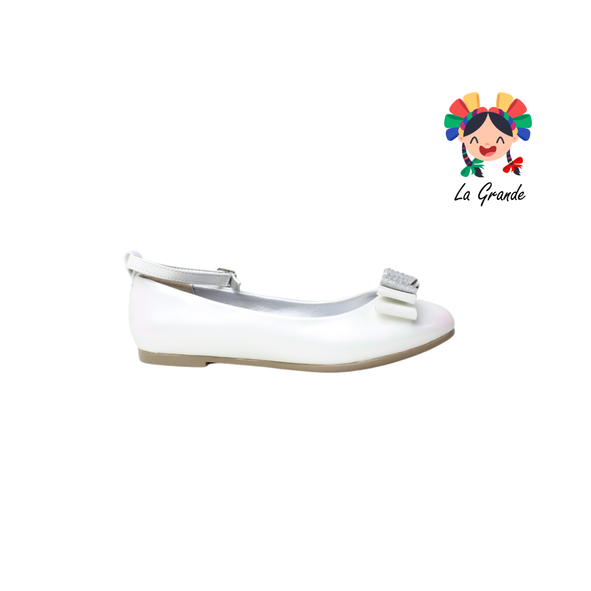 473001 TROPICANA Blanco Charol Balerina para Niña y Dama