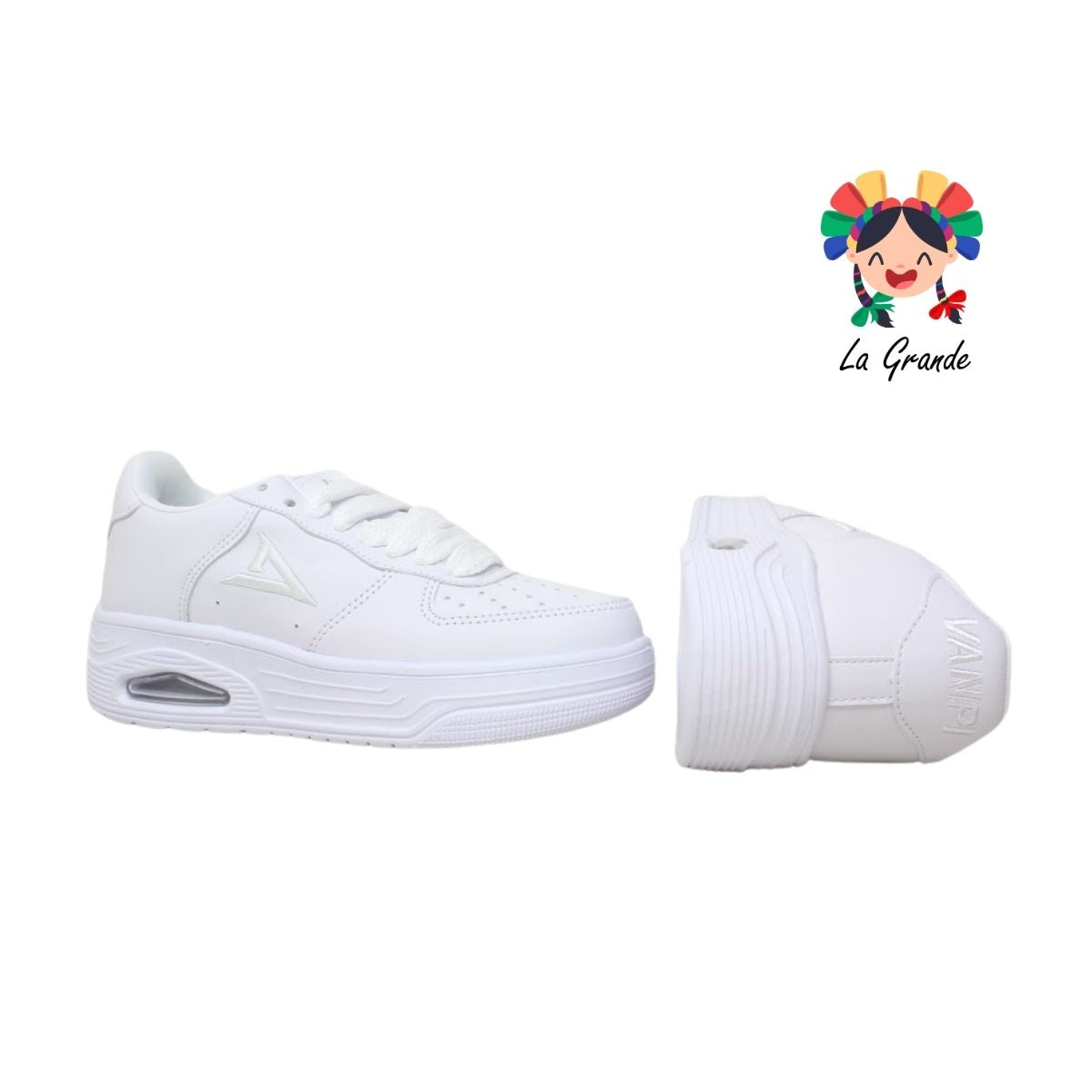 480 VANPI Blanco Tenis Escolar con Válvula para Joven, Dama y Caballero