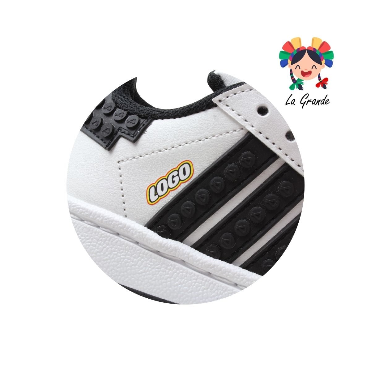 490 PICHUS Blanco Negro Sint Tenis Casual para Niña y Niño