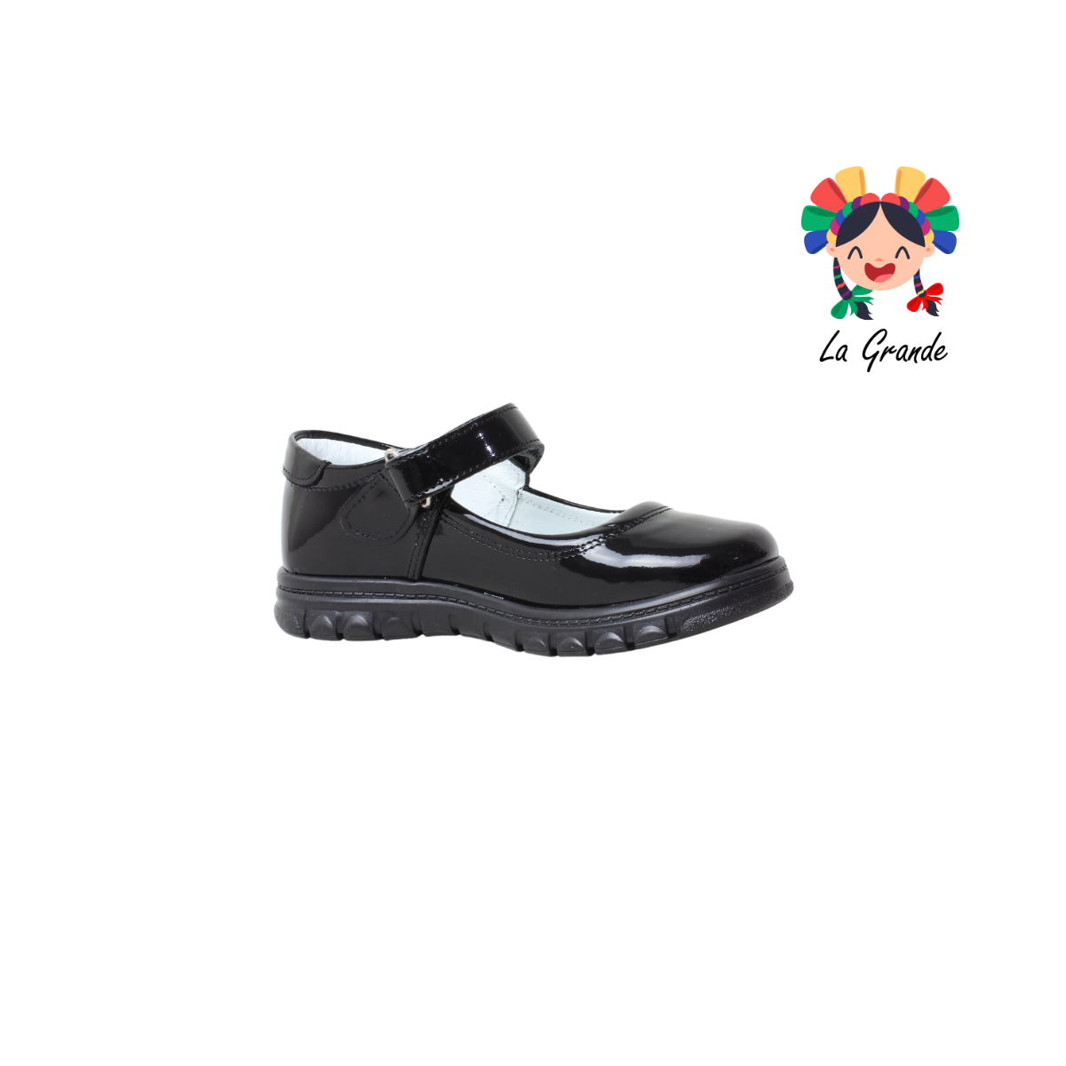 1531 MUJER BONITA Negro Charol Zapato Escolar para Niña