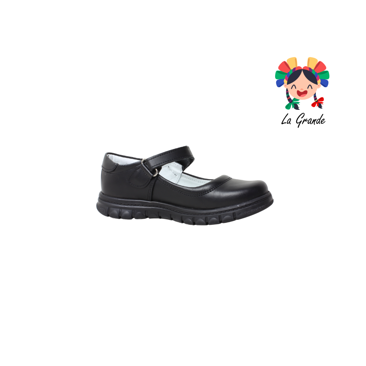 1531 MUJER BONITA Negro Piel Zapato Escolar para Niña