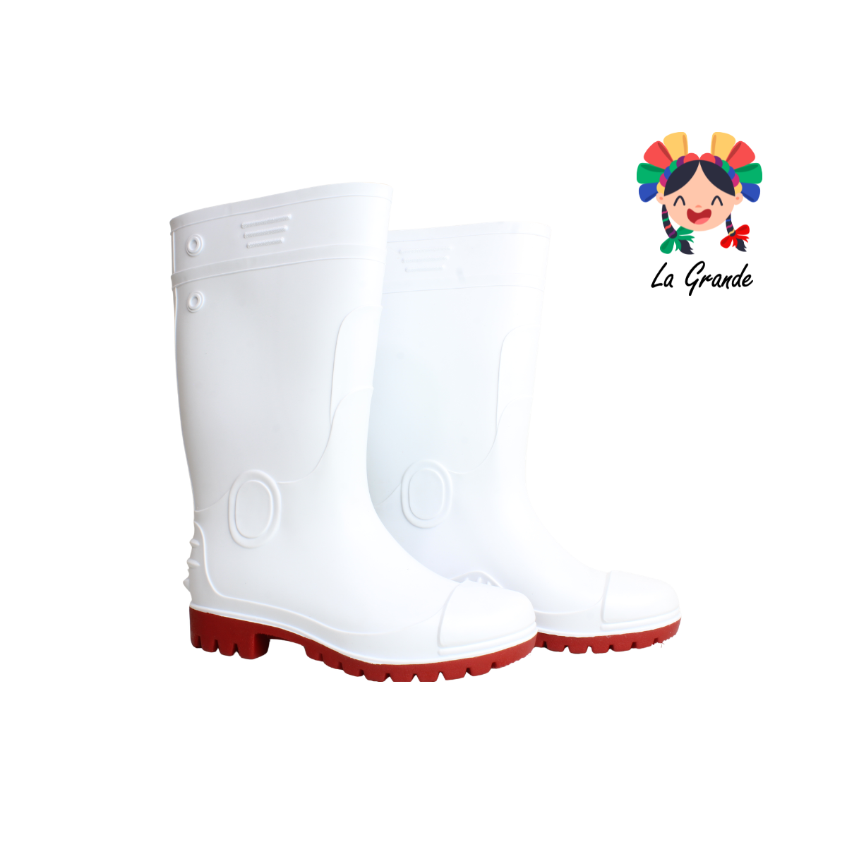 Tauro PINET Blanco Rojo Bota de Hule para Dama, Joven y Caballero