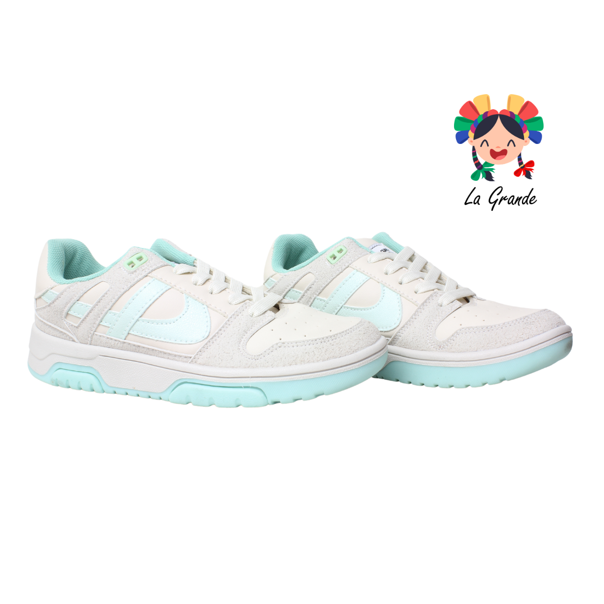 010890 PANAM Napa Gamuza Latte Menta Tenis Casual Original para Dama y Joven