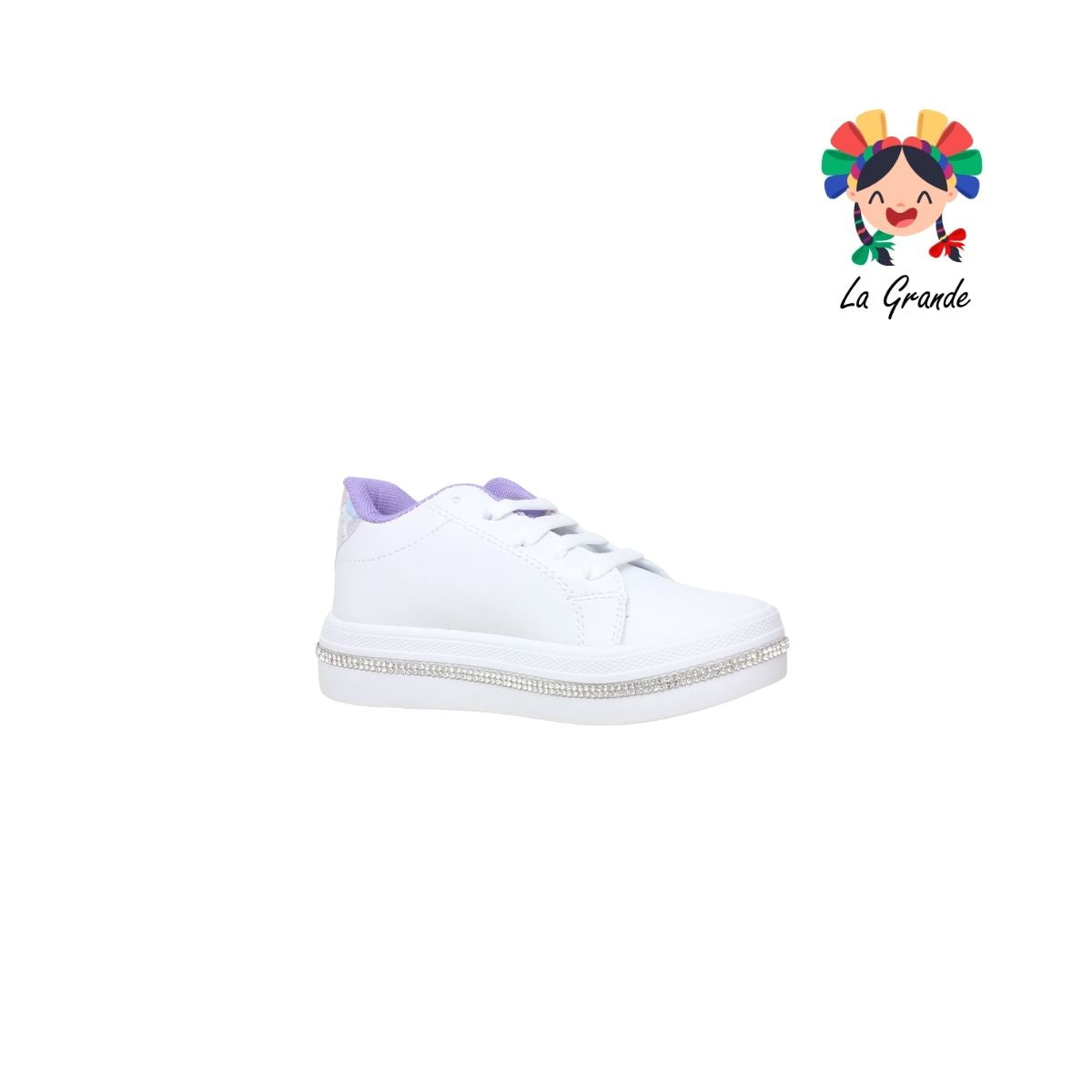 5004 SVIN Blanco Lila Sintético Tenis Casual para Niña y Dama