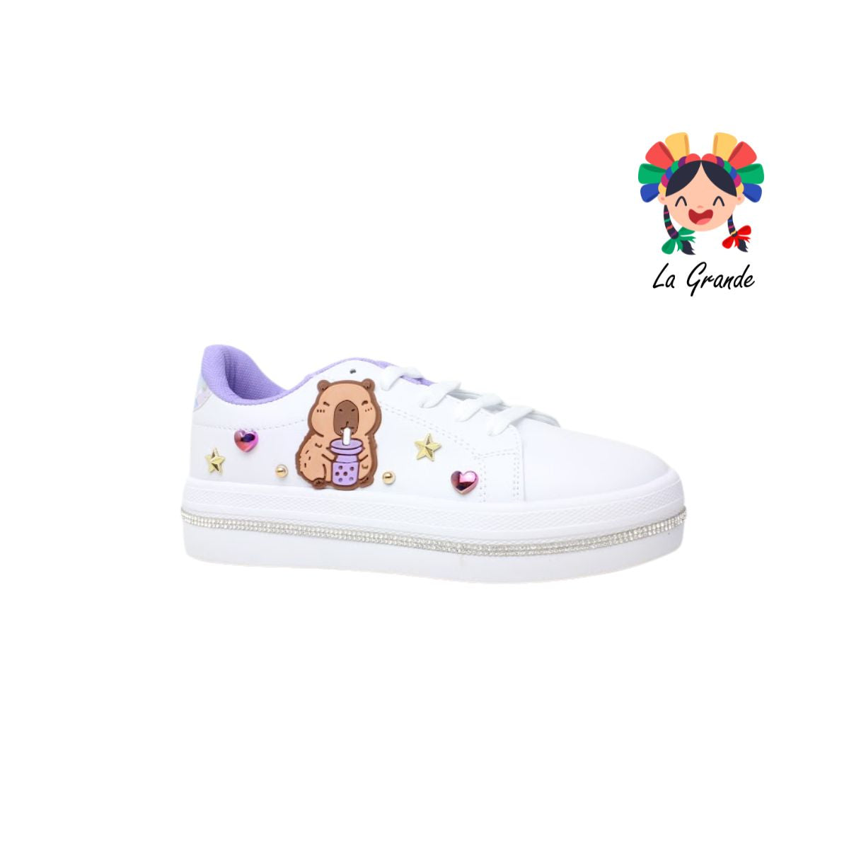5004 SVIN Blanco Lila Sintético Tenis Casual para Niña y Dama