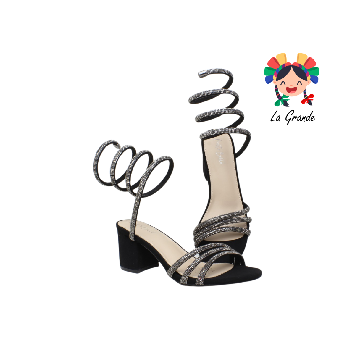 5005 MOLTO BELLO Negro Nobuck Zapatilla Espiral para Dama