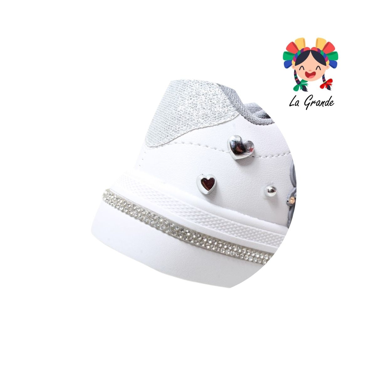 5006 SVIN Blanco Plata Sintético Tenis Escolar para Niña
