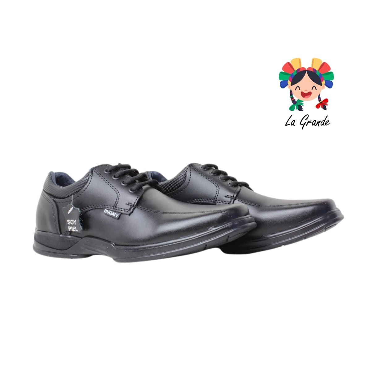 5007 BUGATY SHOES Negro Piel Zapato Escolar para Joven