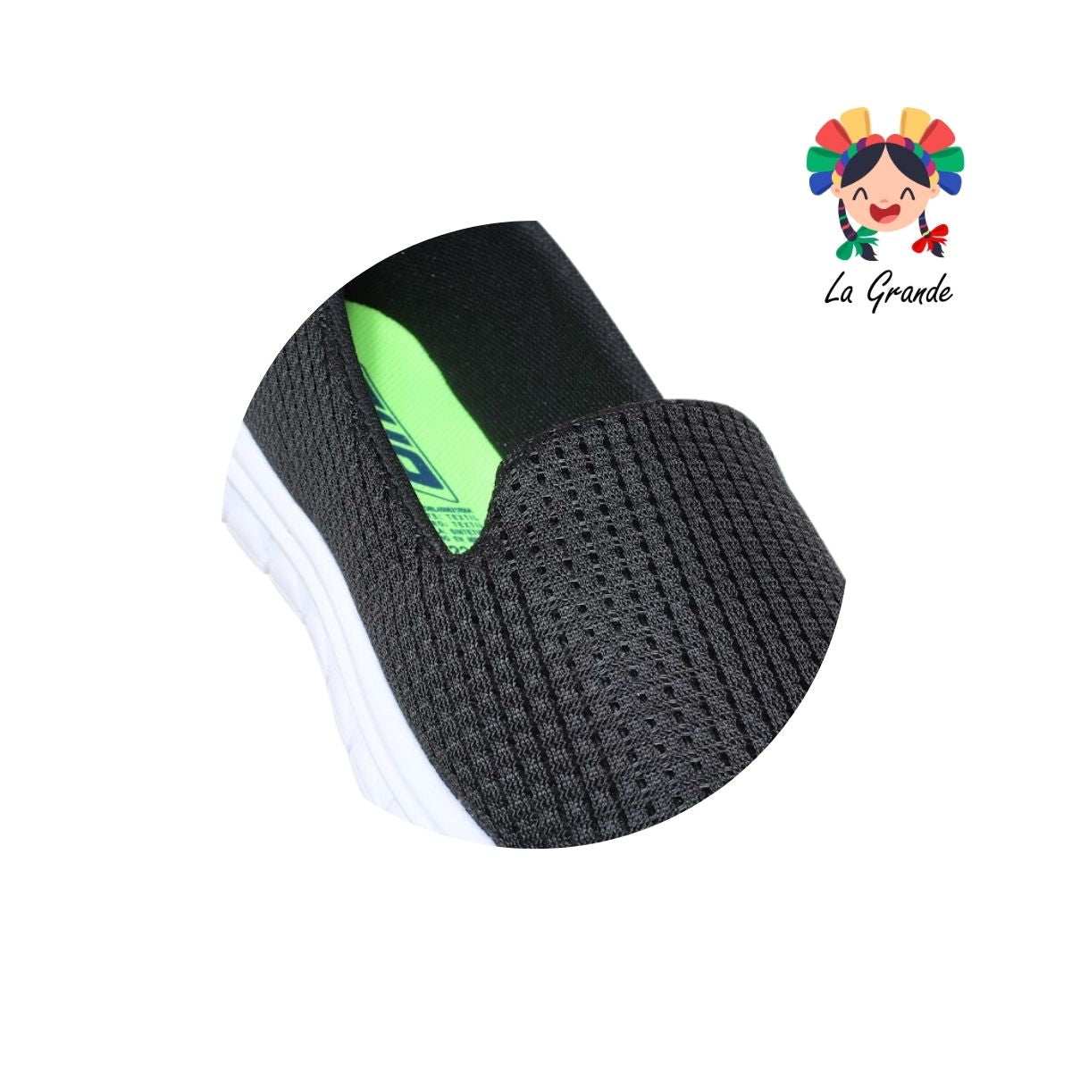 500 SKR Negro Blanco Textil Tenis tipo Mocasín para Dama