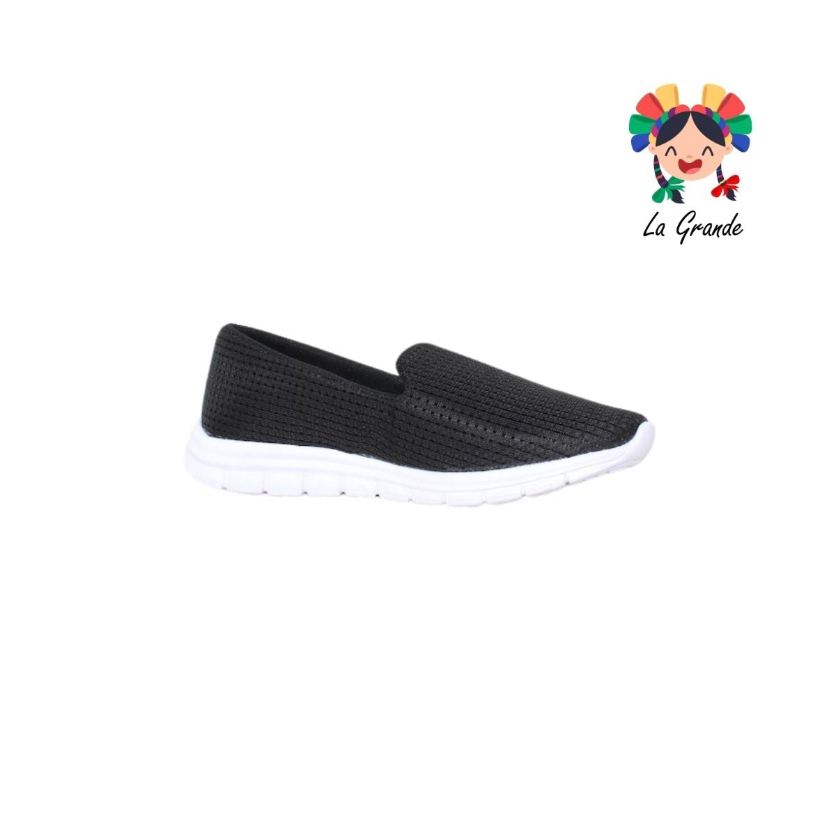 500 SKR Negro Blanco Textil Tenis tipo Mocasín para Dama