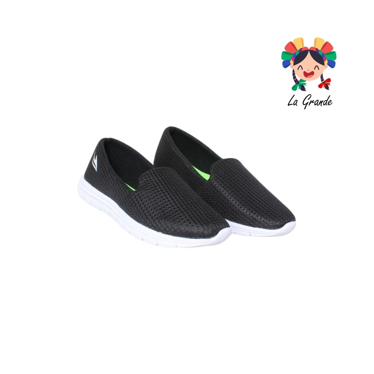 500 SKR Negro Blanco Textil Tenis tipo Mocasín para Dama