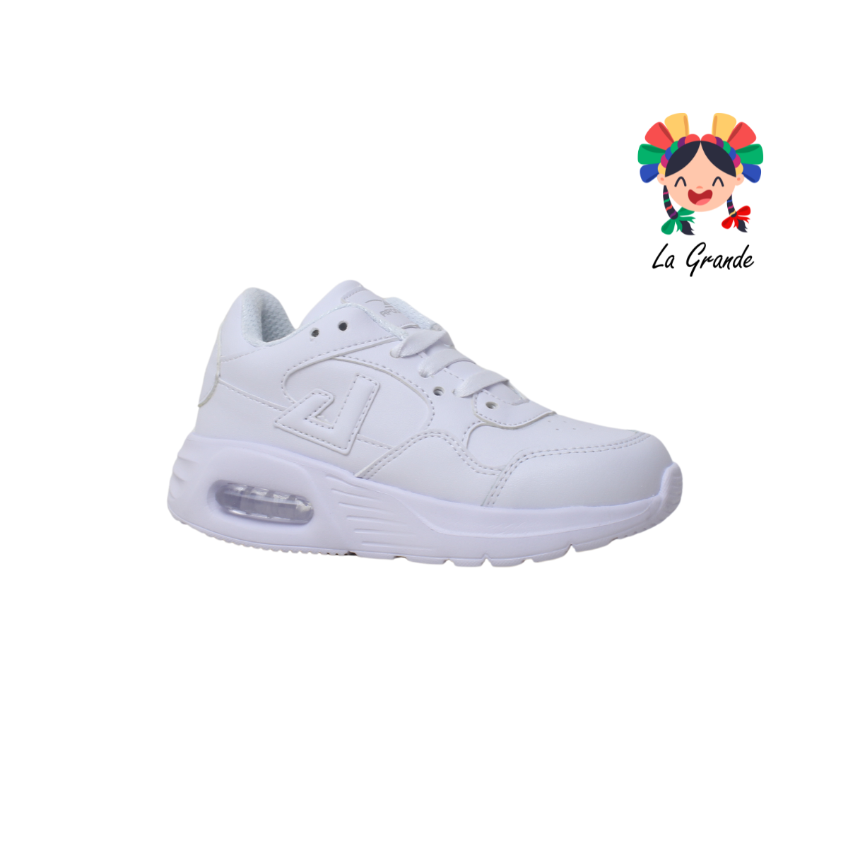 5012 APOORT Blanco Blanco Piel Tenis Escolar con Valvula para Niña y Niño