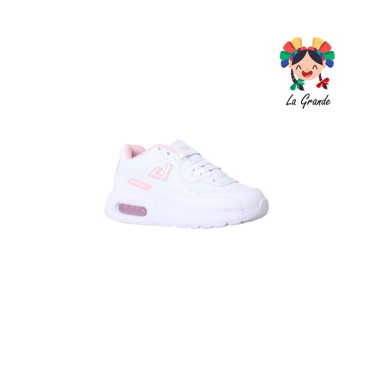 5013 APOORT Blanco Rosa Tenis Deportivo de Válvula para Niña