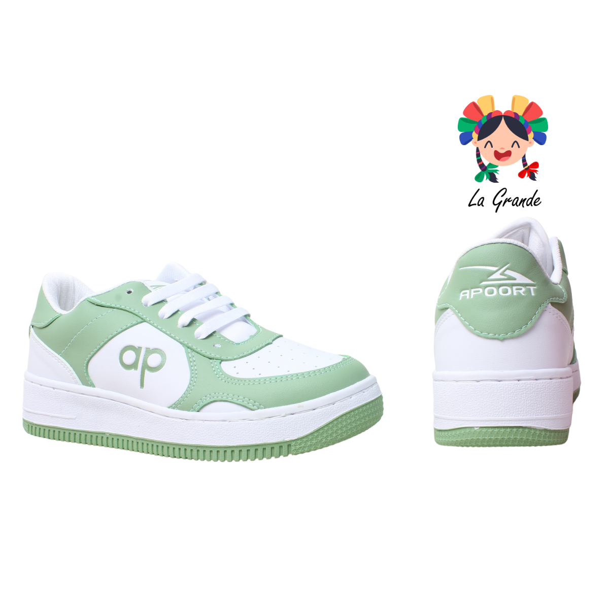 5018 APOORT Blanco Macha Tenis Casual para Dama y Joven