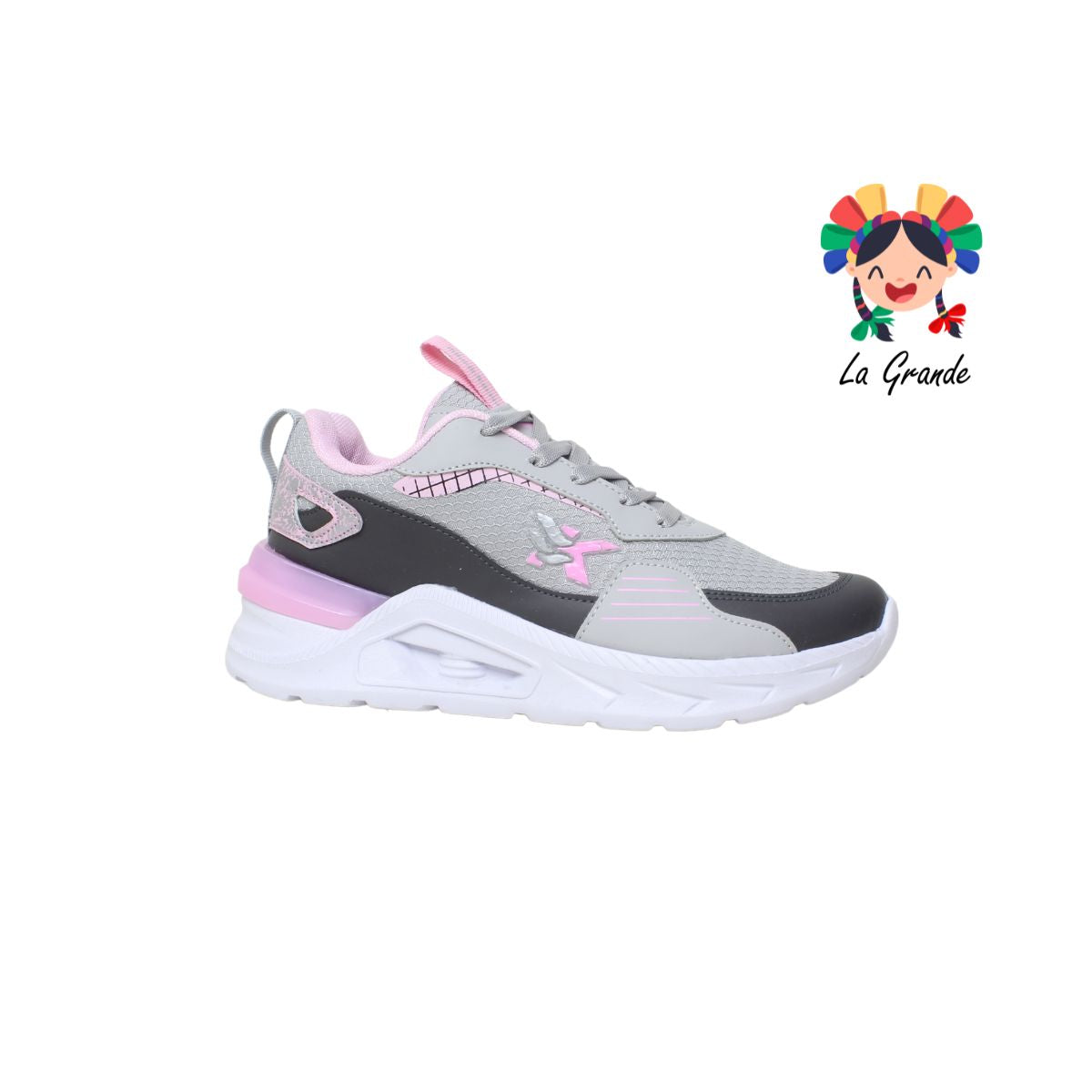 5030 MAKKENA Gris Rosa Tenis Deportivo para Dama