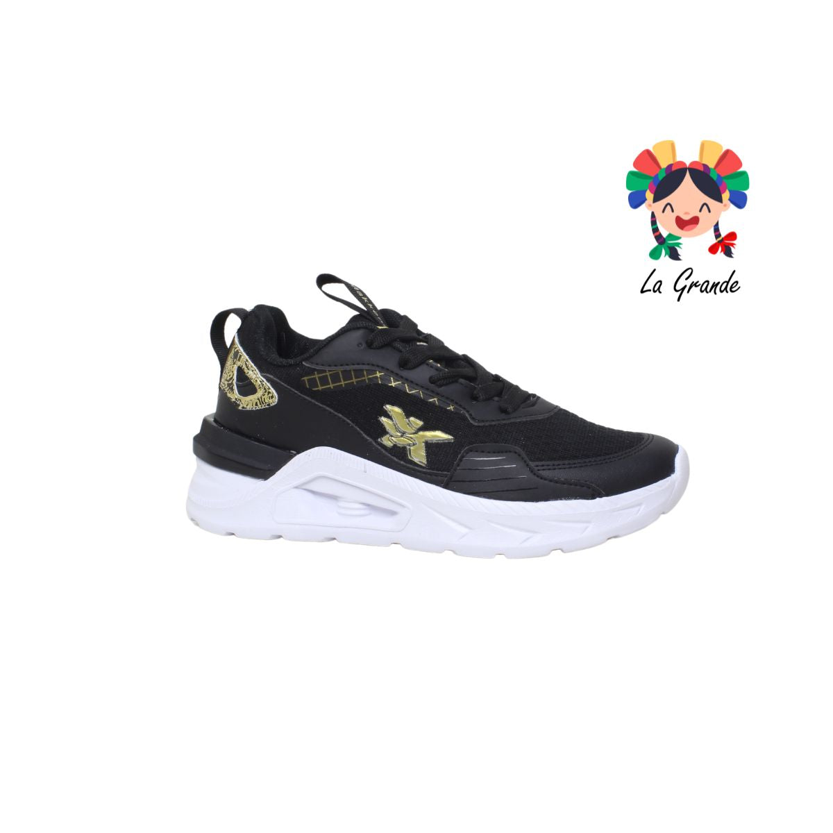 5030 MAKKENA Negro Oro Tenis Deportivo para Dama