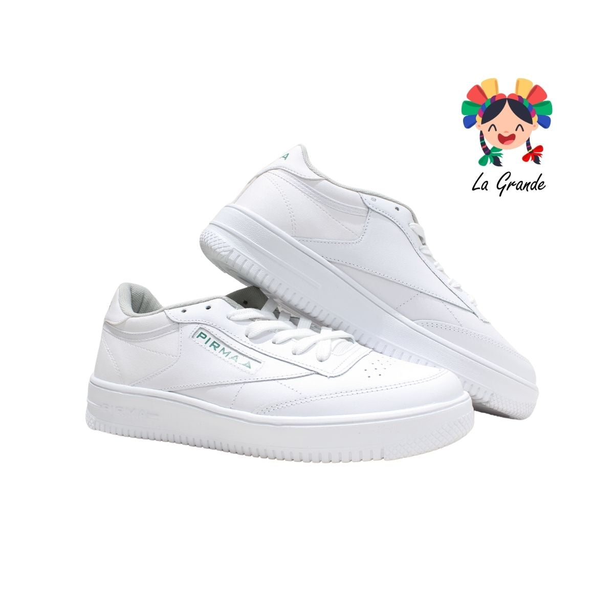 5051 PIRMA Blanco Verde Piel Tenis Casual para Caballero Original