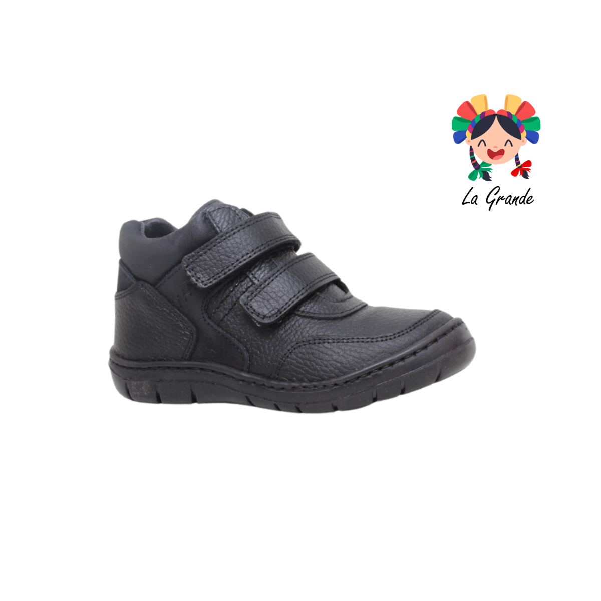 5058 DOGI Negro Piel Zapato Escolar para Niño y Joven