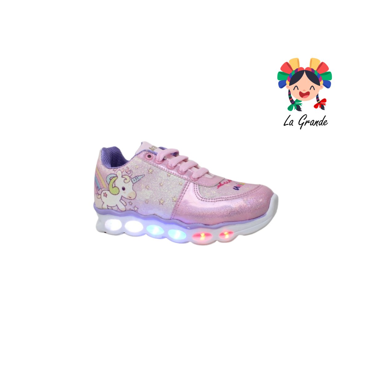 5062 ROJO ARANDANO Rosa Lila Sint Tenis con Luz Led Casual para Niña