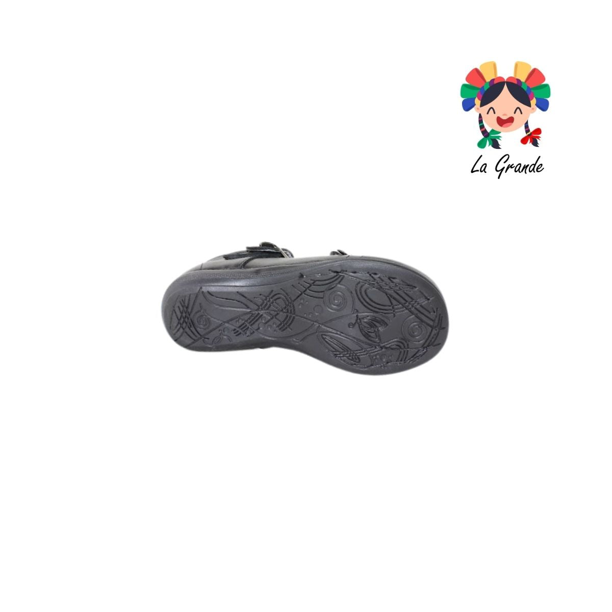 506 LUPITAS Negro Piel Zapato Escolar Cosido para Niña