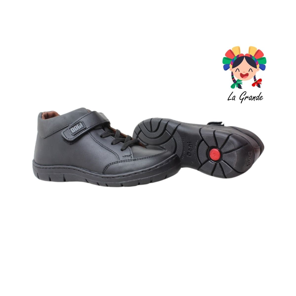 5092 DOGI Negro Piel Zapato Escolar para Niño y Joven