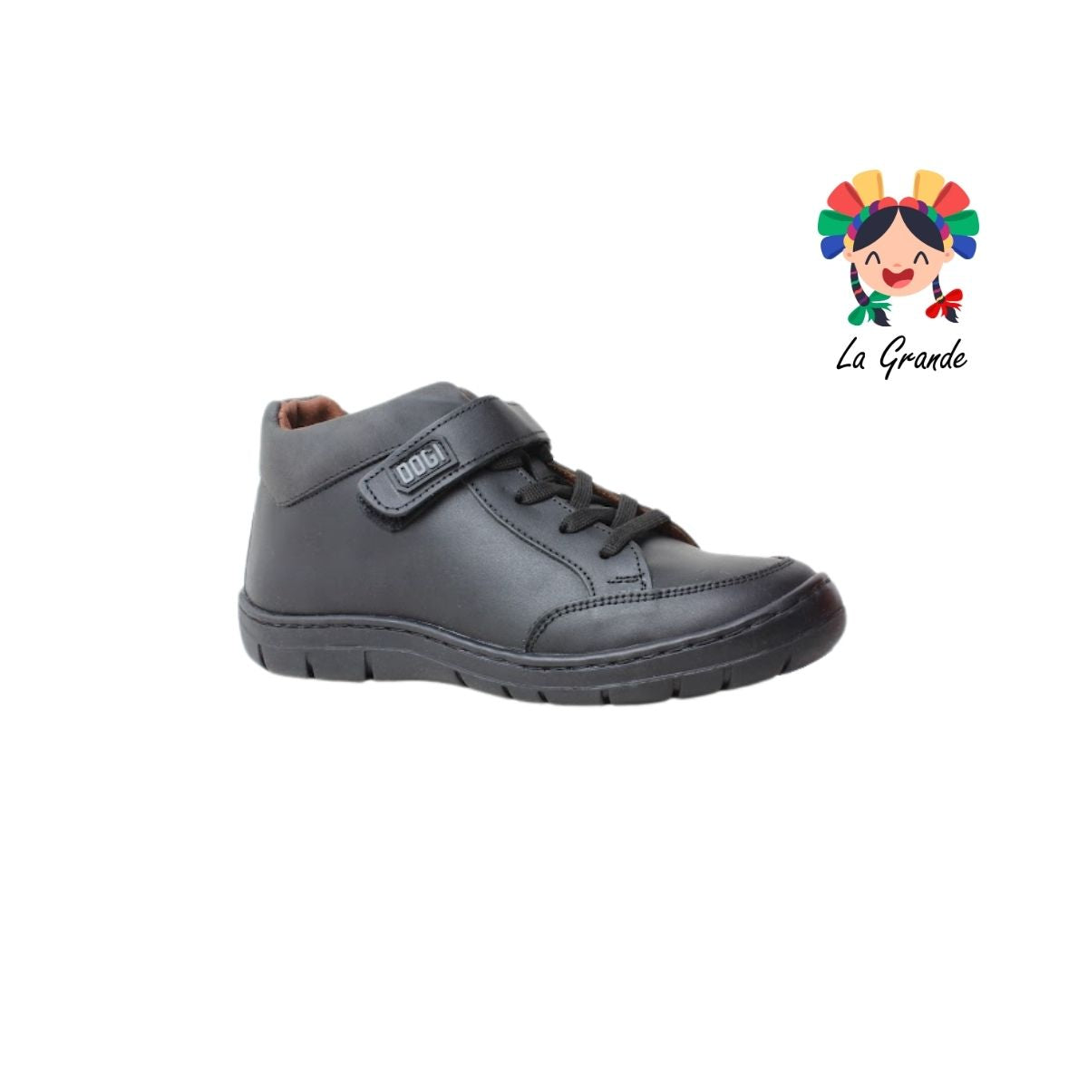 5092 DOGI Negro Piel Zapato Escolar para Niño y Joven