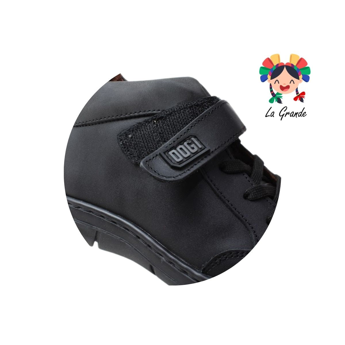 5092 DOGI Negro Piel Zapato Escolar para Niño y Joven