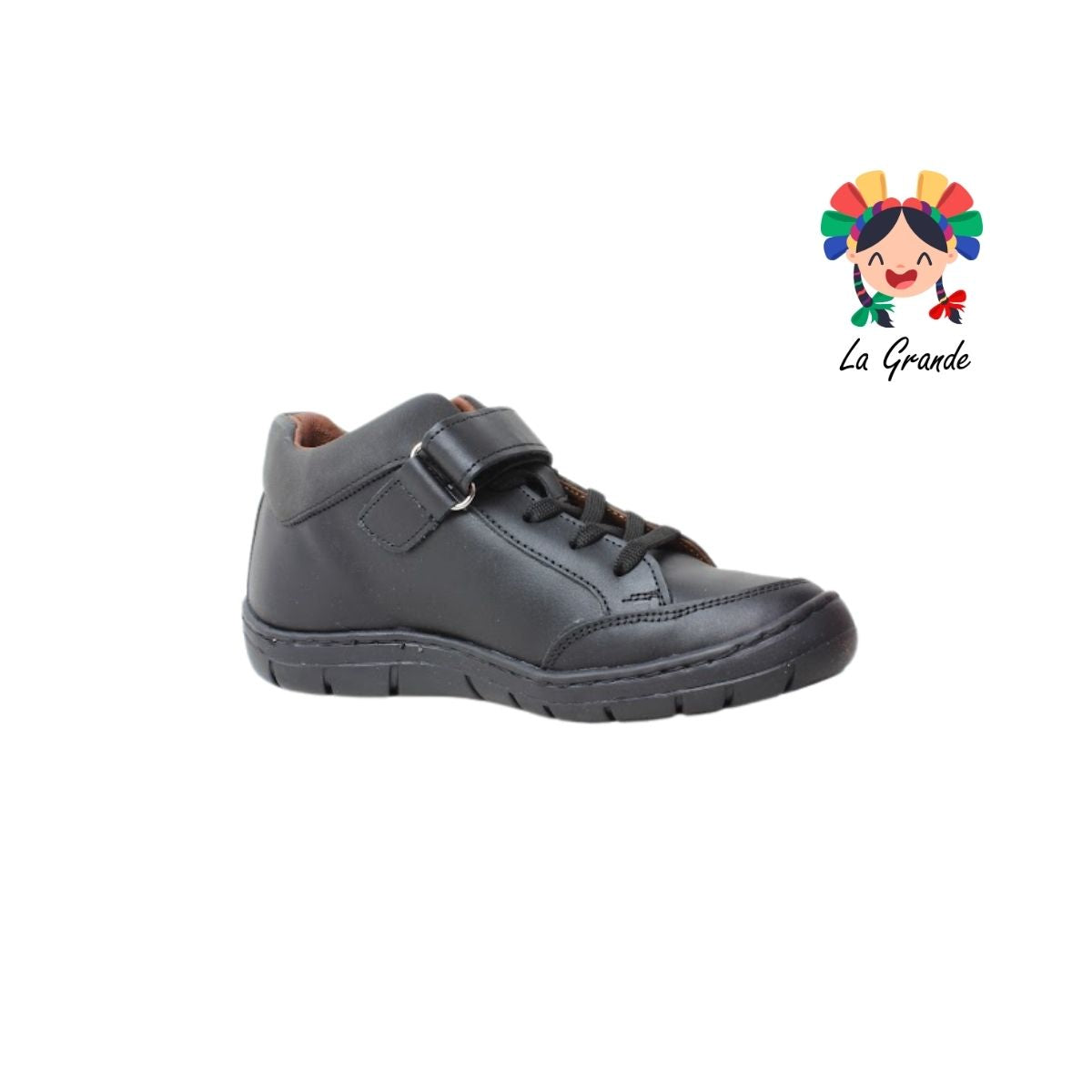 5092 DOGI Negro Piel Zapato Escolar para Niño y Joven