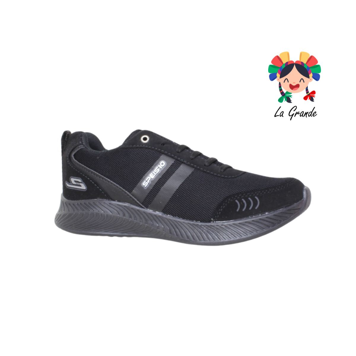510 SPEIS10 Negro Negro Tenis Deportivo para Dama y Joven